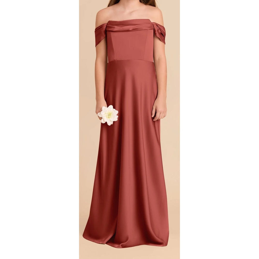 Birdy Grey Mini Junior Bridesmaid Dress - Matte Satin Spice - Junior M (7/8)